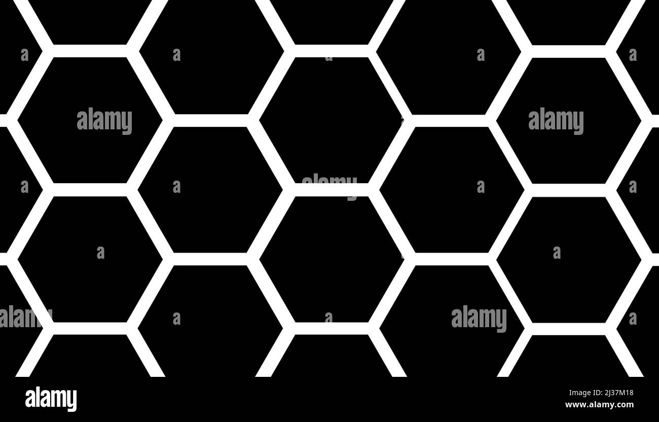 Nahtloses Muster mit Darstellung der Hexagon-Gitterzellen wiederholen. Stockfoto
