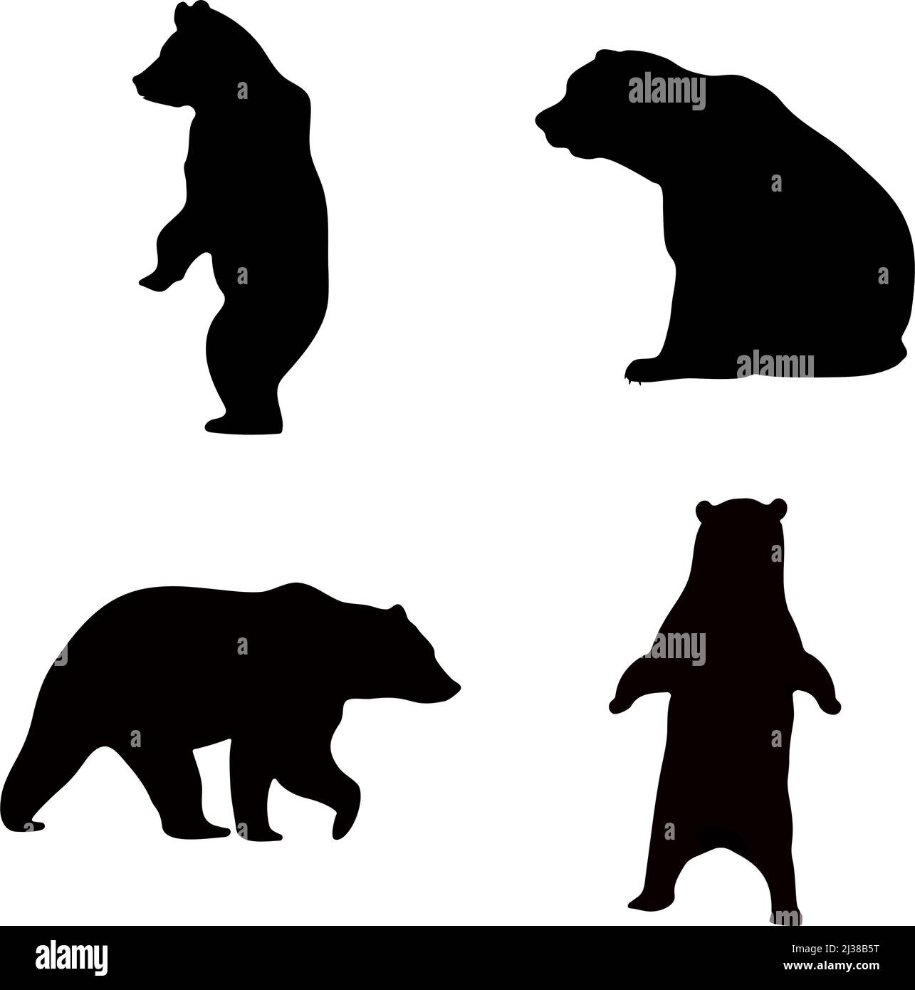 Schwarze Silhouetten von Bären auf weißem Hintergrund. Vektorbild. Stock Vektor