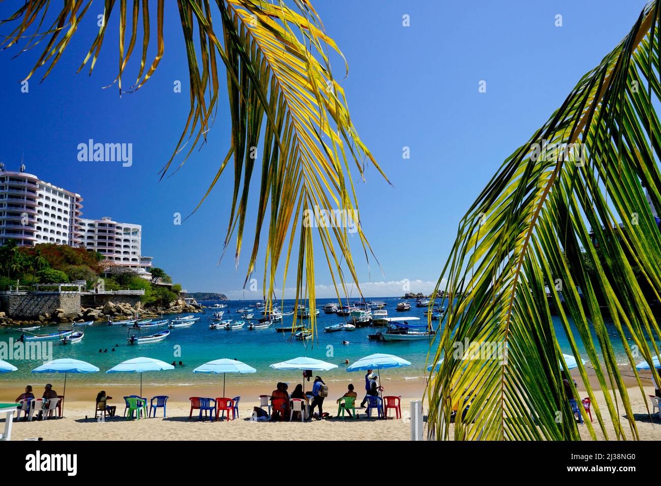 Caleta Beach, Caleta Nachbarschaft, Acapulco, Mexiko Stockfoto