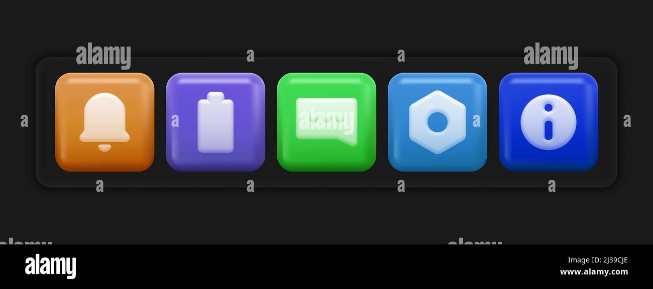 Farbenfrohes Mini-Set mit 3D Symbolen. Vektorgrafik Stock Vektor