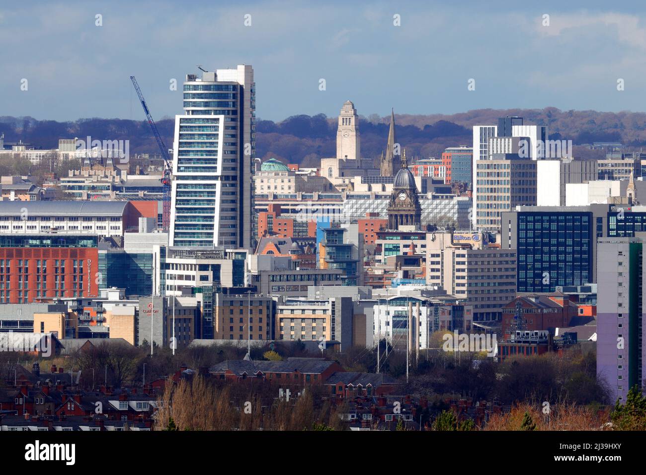 Blick auf das Stadtzentrum von Leeds. Bridgewater Place ist das 2. höchste Gebäude seit dem Bau des Altus House. Stockfoto