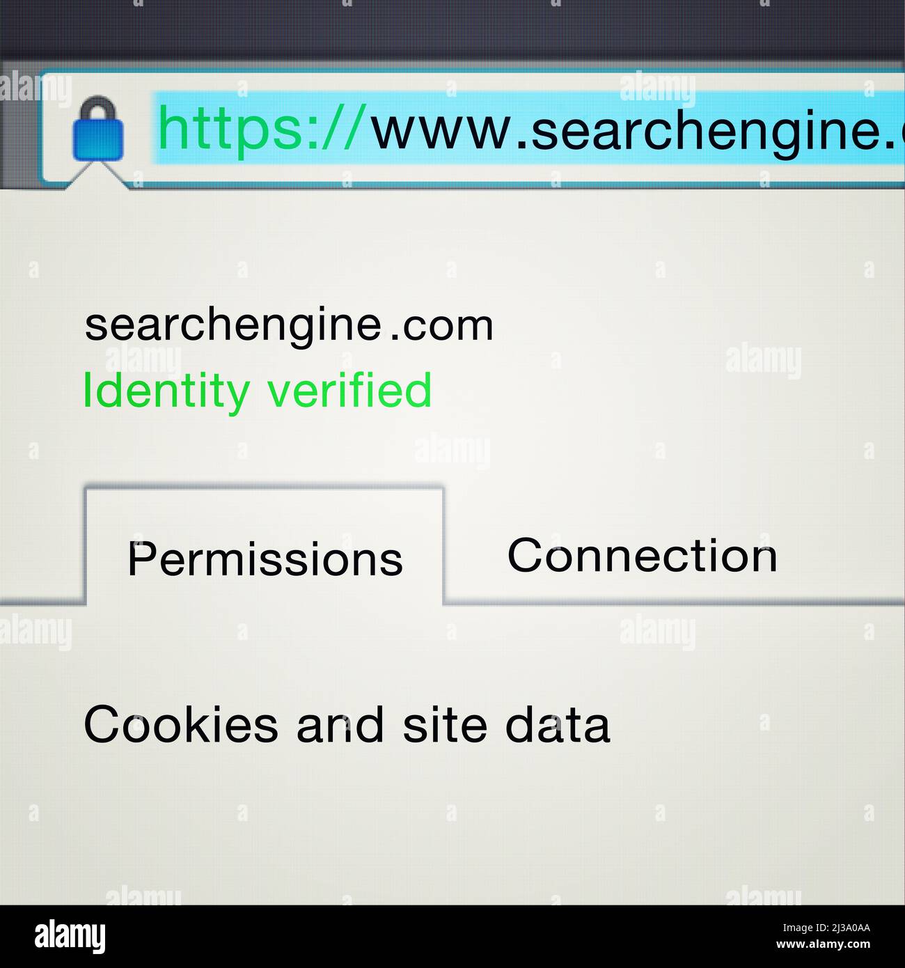 Verbindungseinstellungen werden eingerichtet. Aufnahme einer Registerkarte mit Berechtigungen auf einem Bildschirm - DAS GESAMTE Design auf diesem Bild wurde von Yuri Arcuss Team von neu erstellt Stockfoto