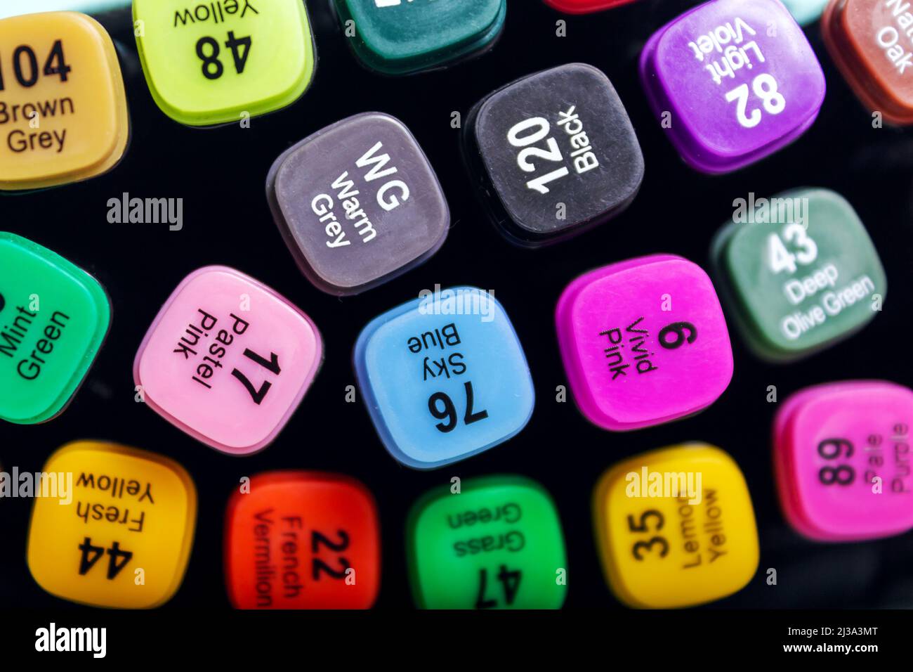 Satz von bunten Zeichnungen Marker. Verschiedene Farben. Stockfoto