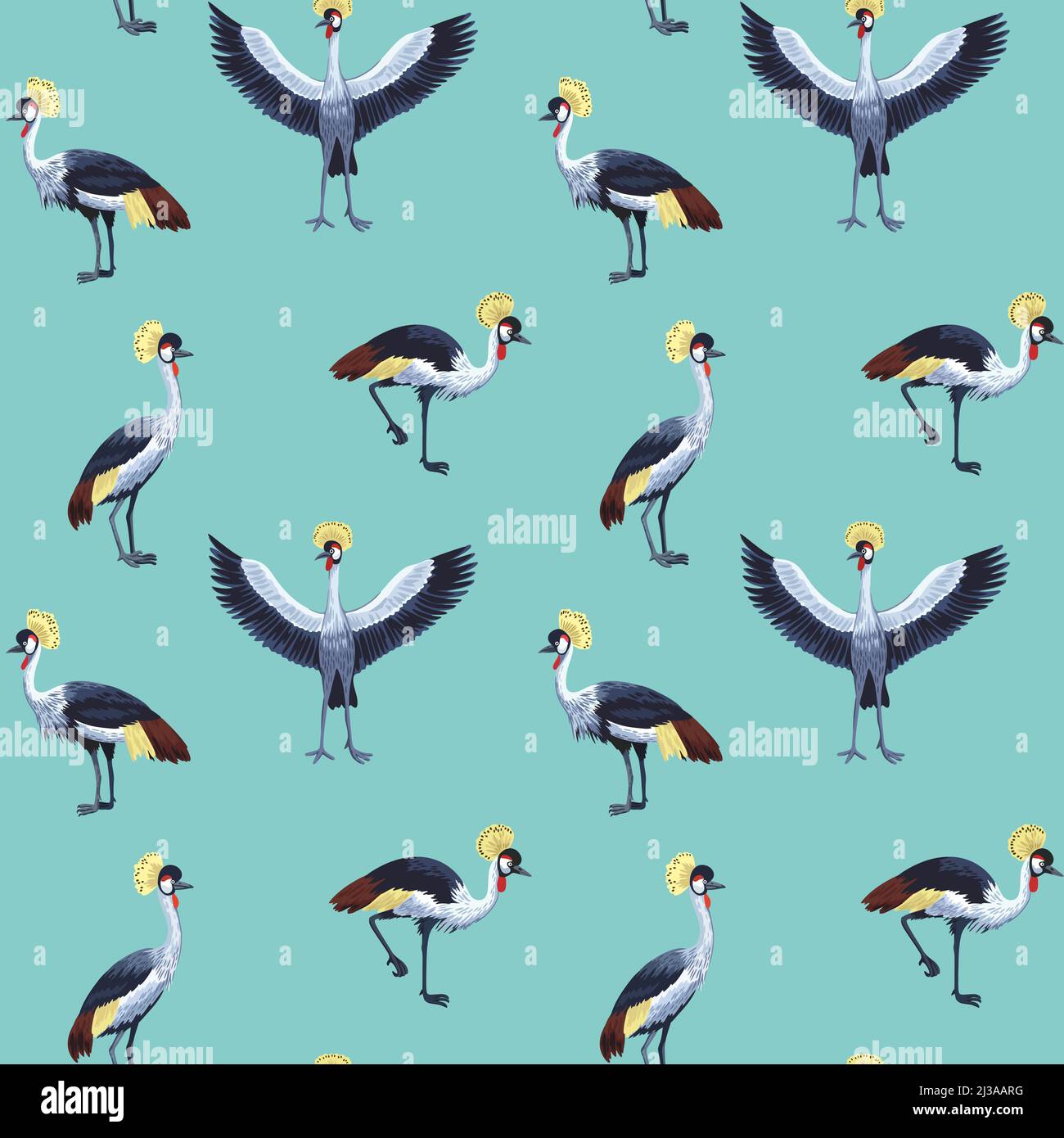 Vektor nahtlose Muster mit gekrönten Kraniche Vögel. Stock Vektor