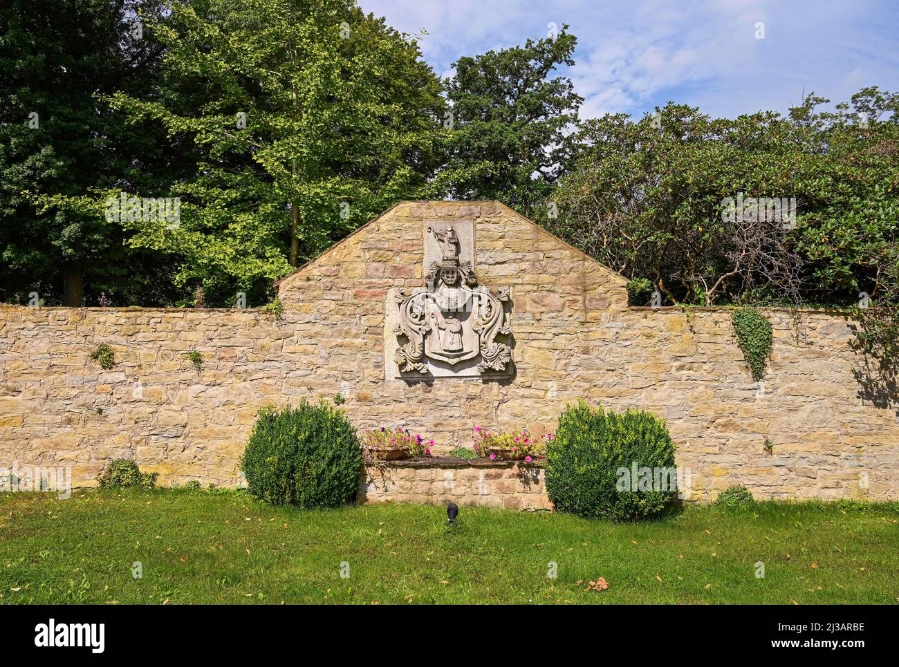 Wappen, Schlosshotel Münchhausen, Schloss Schwebber, Niedersachsen, Deutschland Stockfoto