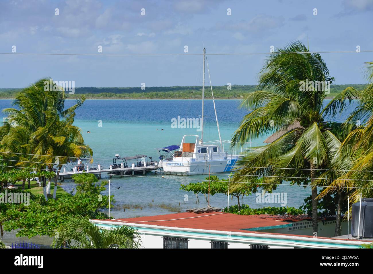 Laguna de Bacalar, Quintana Roo, Mexiko Stockfoto