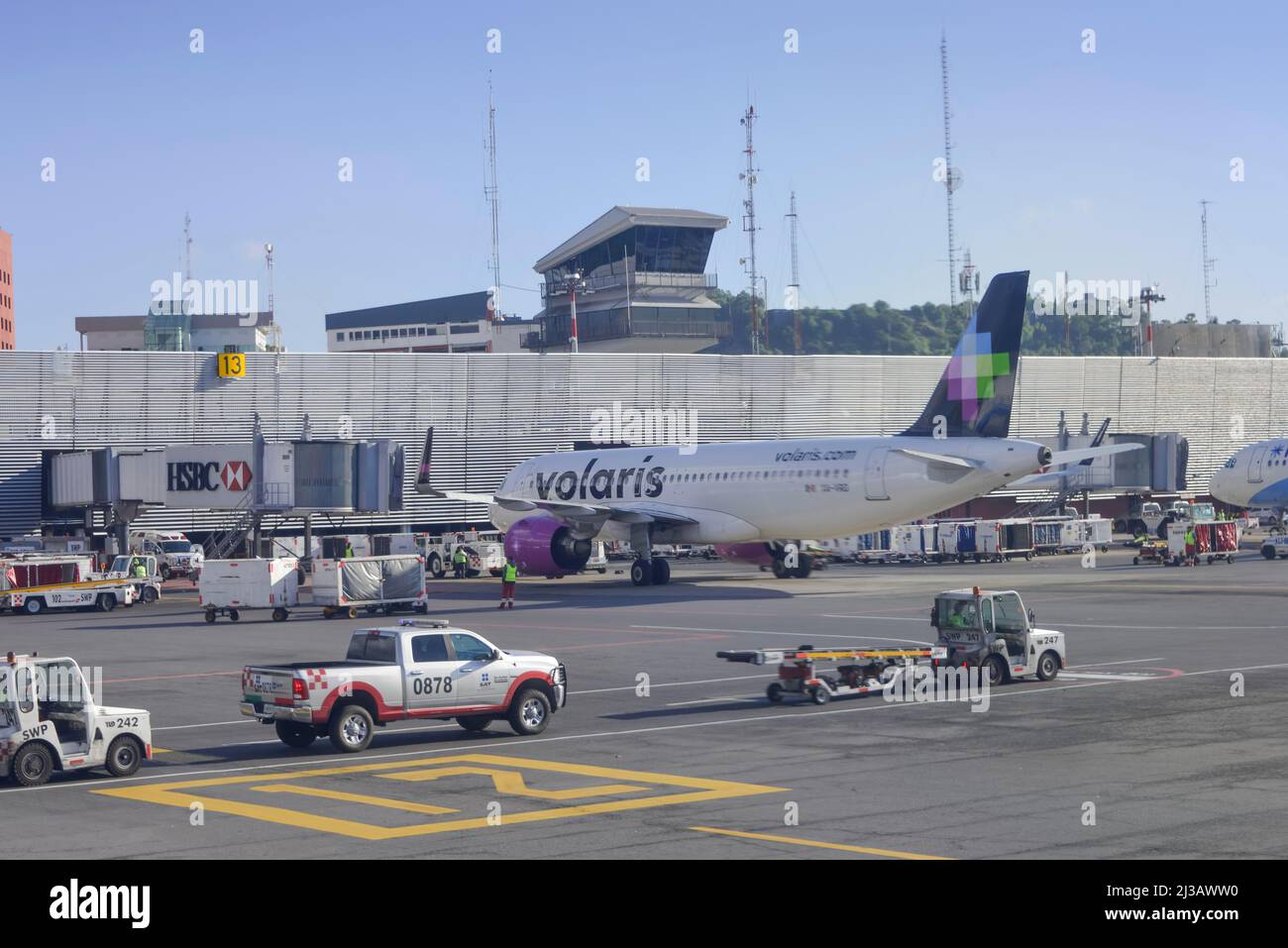 Flugzeug, Volaris, Flughafen, Mexiko-Stadt, Mexiko Stockfoto