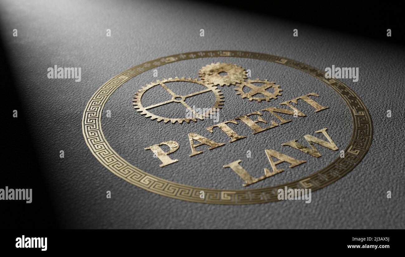 Anwaltskanzlei Logo Design Template Element. Symbol für Rechtsanwalt und Justiz. 3D Rendern. Stockfoto