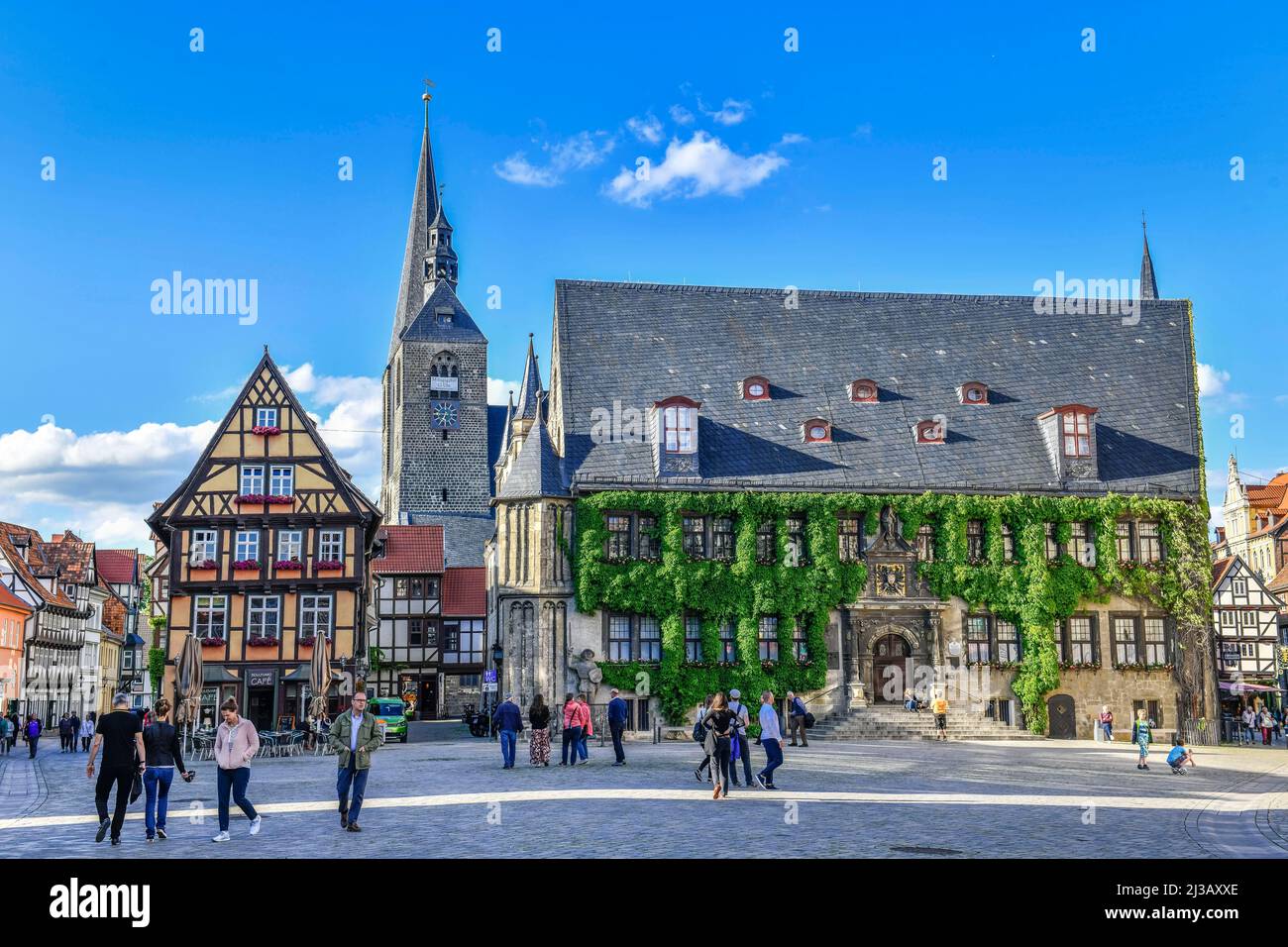 Rathaus, Marktplatz, Altstadt, Quedlinburg, Sachsen-Anhalt, Deutschland Stockfoto