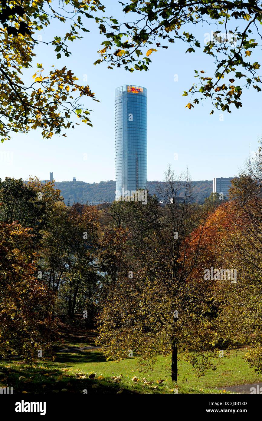 Post Tower, Hauptsitz der Deutschen Post AG und des Paketdienstes DHL, Bonn, Rheinland, Nordrhein-Westfalen, Deutschland Stockfoto