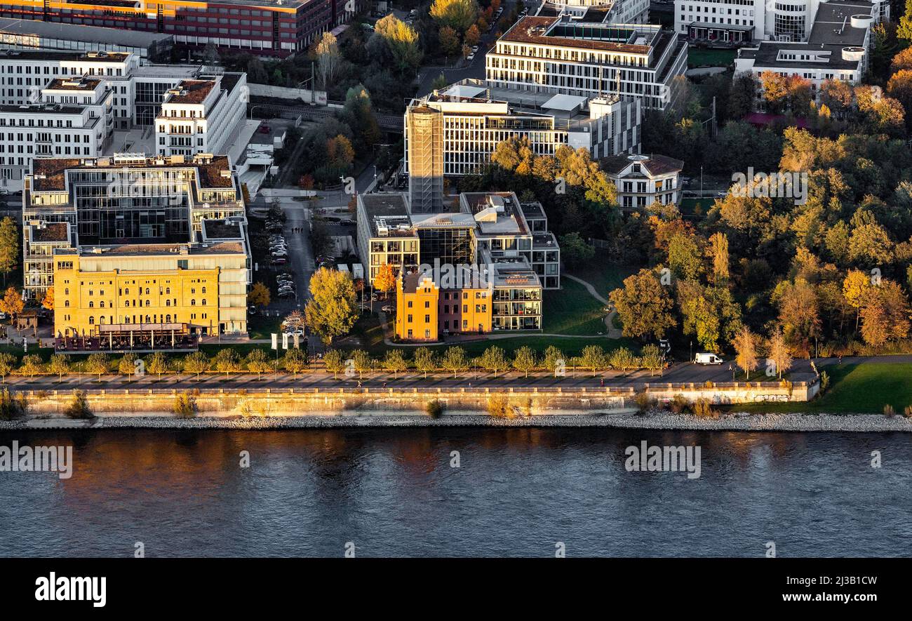 Ehemalige Zementfabrik Portland, Stadtbezirk Bonner Bogen, Rheinwerk, Bonn, Rheinland, Nordrhein-Westfalen, Deutschland Stockfoto