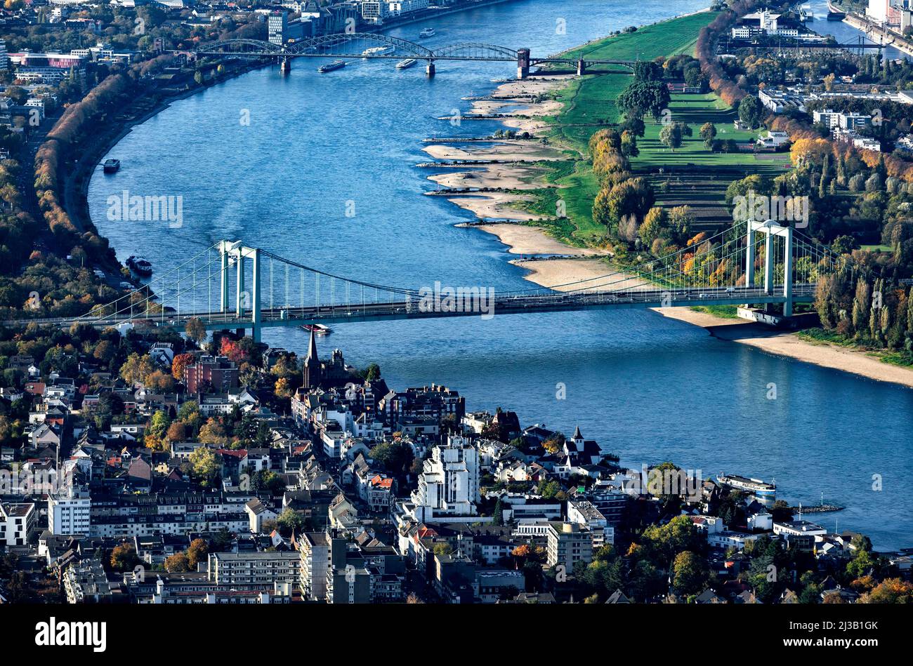 Rheinbrücke Köln-Rodenkirchen, Rheinbrücke der Bundesautobahn 4, Köln, Rheinland, Nordrhein-Westfalen, Deutschland Stockfoto
