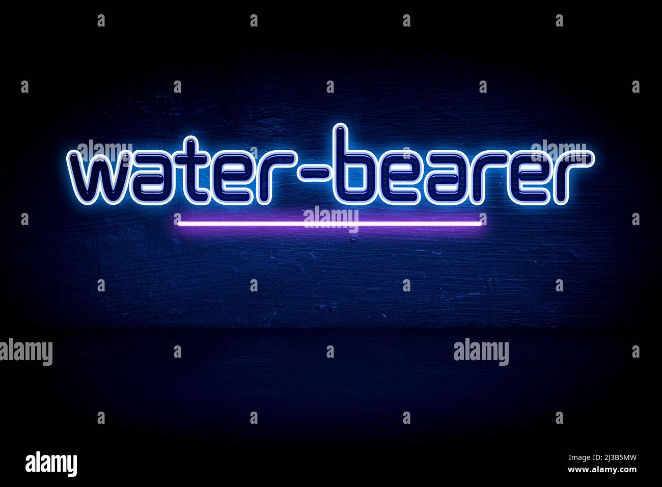 Wasserträger - blaues Neon-Ankündigungsschild Stockfoto