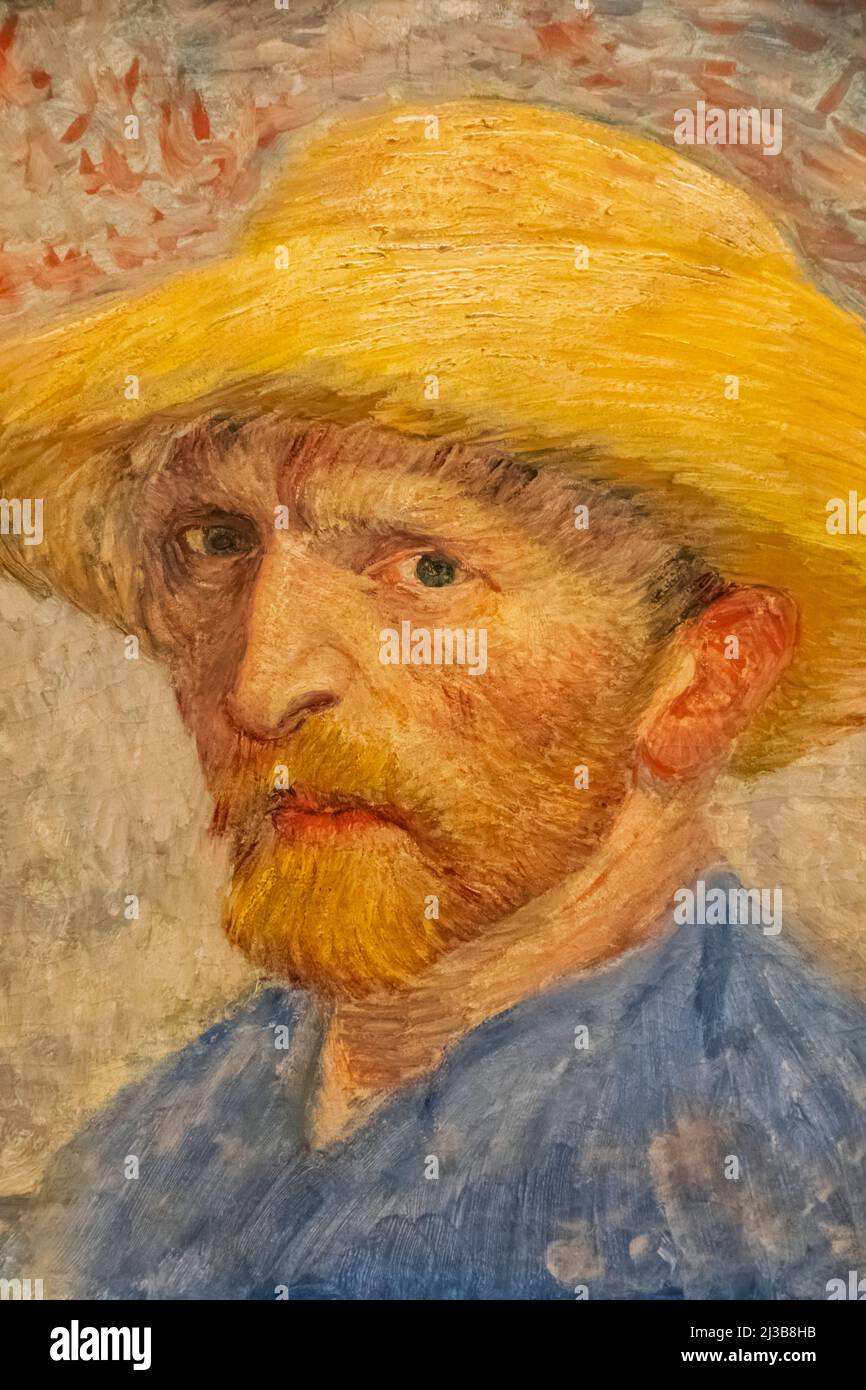 Vincent van Gogh Selbstporträt mit Strohhut in Paris datiert 1887 Stockfoto