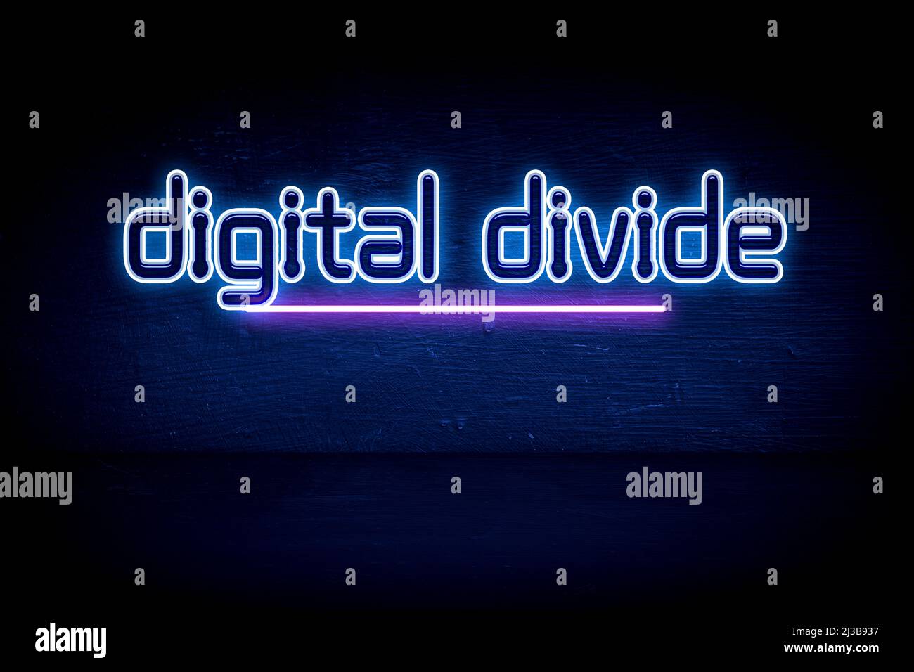 Digital Divide - blaues Neon-Ankündigungsschild Stockfoto