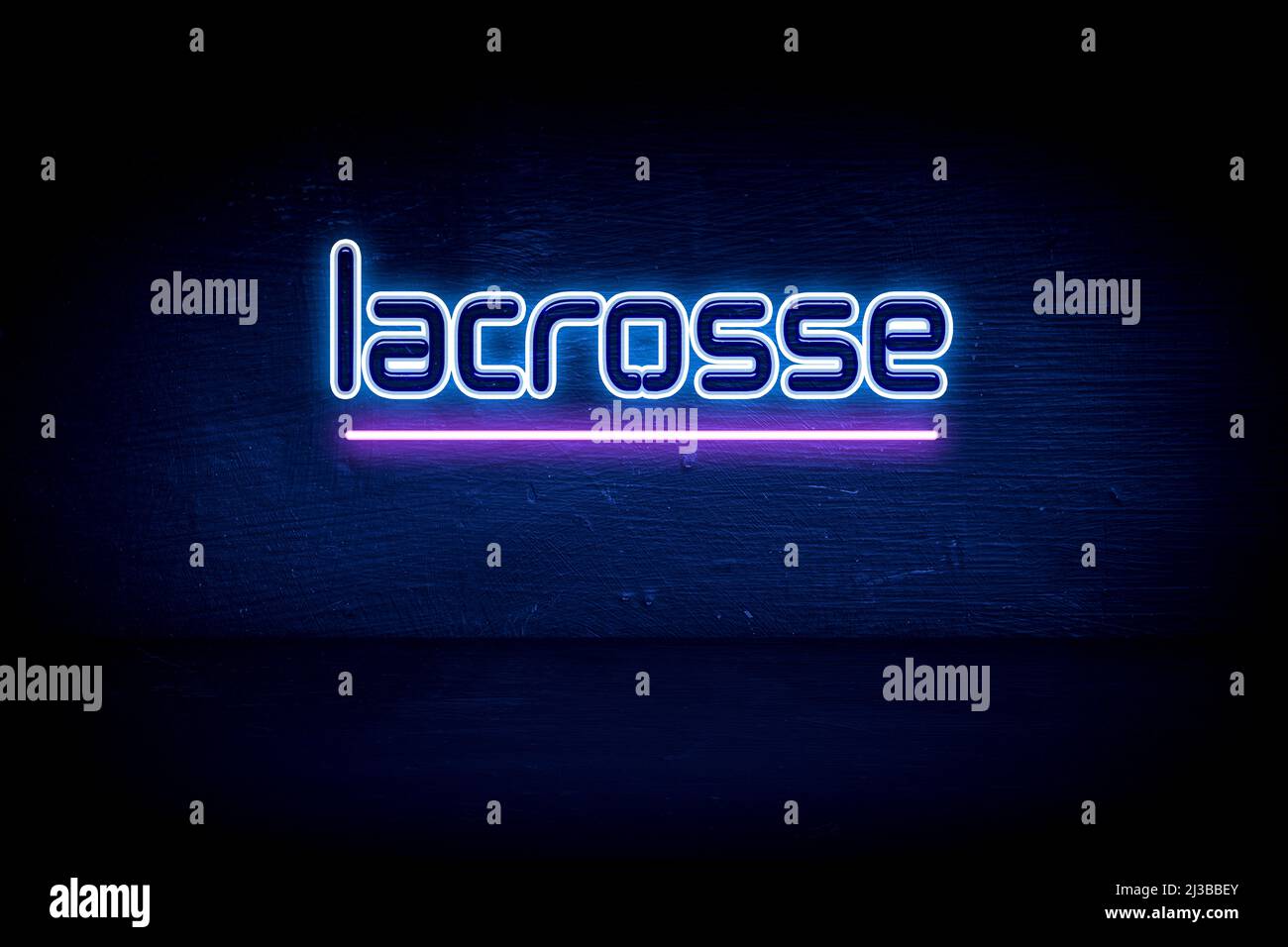 Lacrosse - blaues Neon Ankündigungsschild Stockfoto