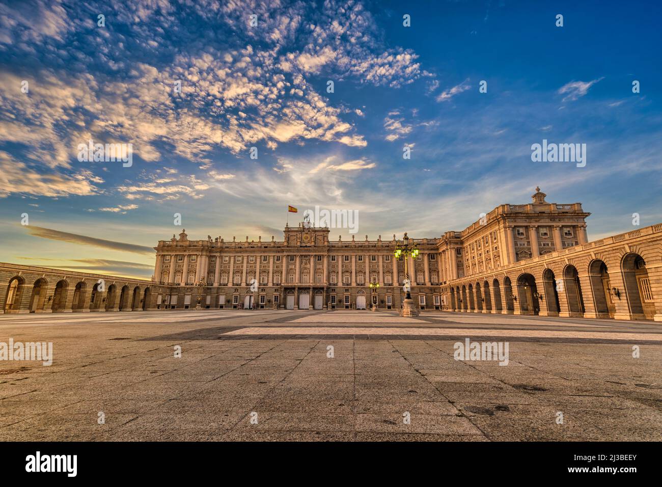 Madrid Spanien, Skyline der Stadt am Königspalast von Madrid Stockfoto