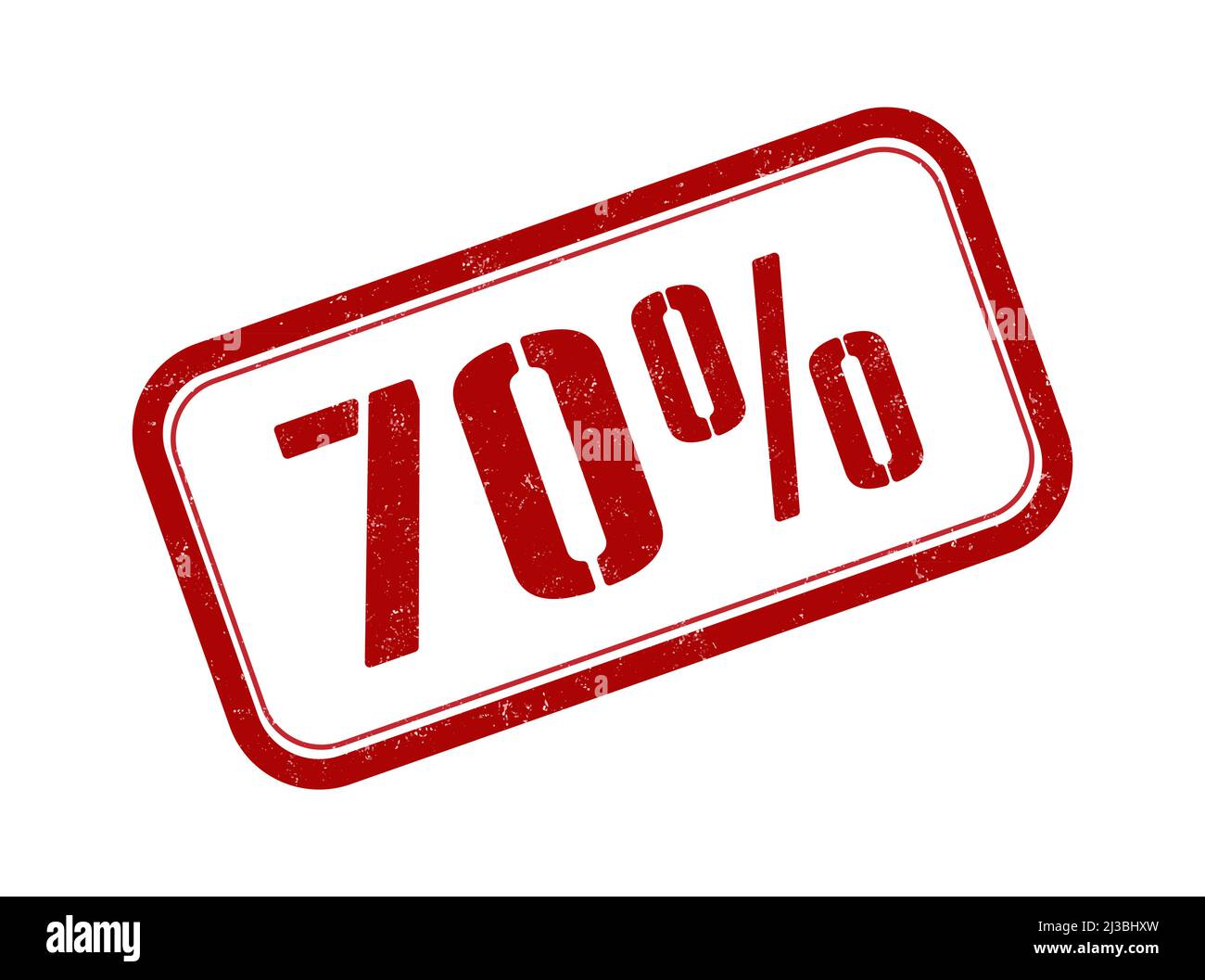 70 Prozent. Abdruck mit Abrieb abstempeln. Eine leere Kontur. Stock Vektor