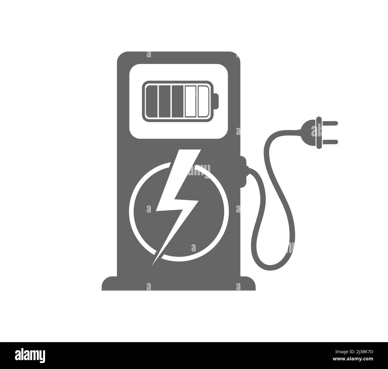 Laden von Elektrofahrzeugen. Das Symbol der Station zum Aufladen der Batterien von Elektroautos. Flacher Style Stock Vektor