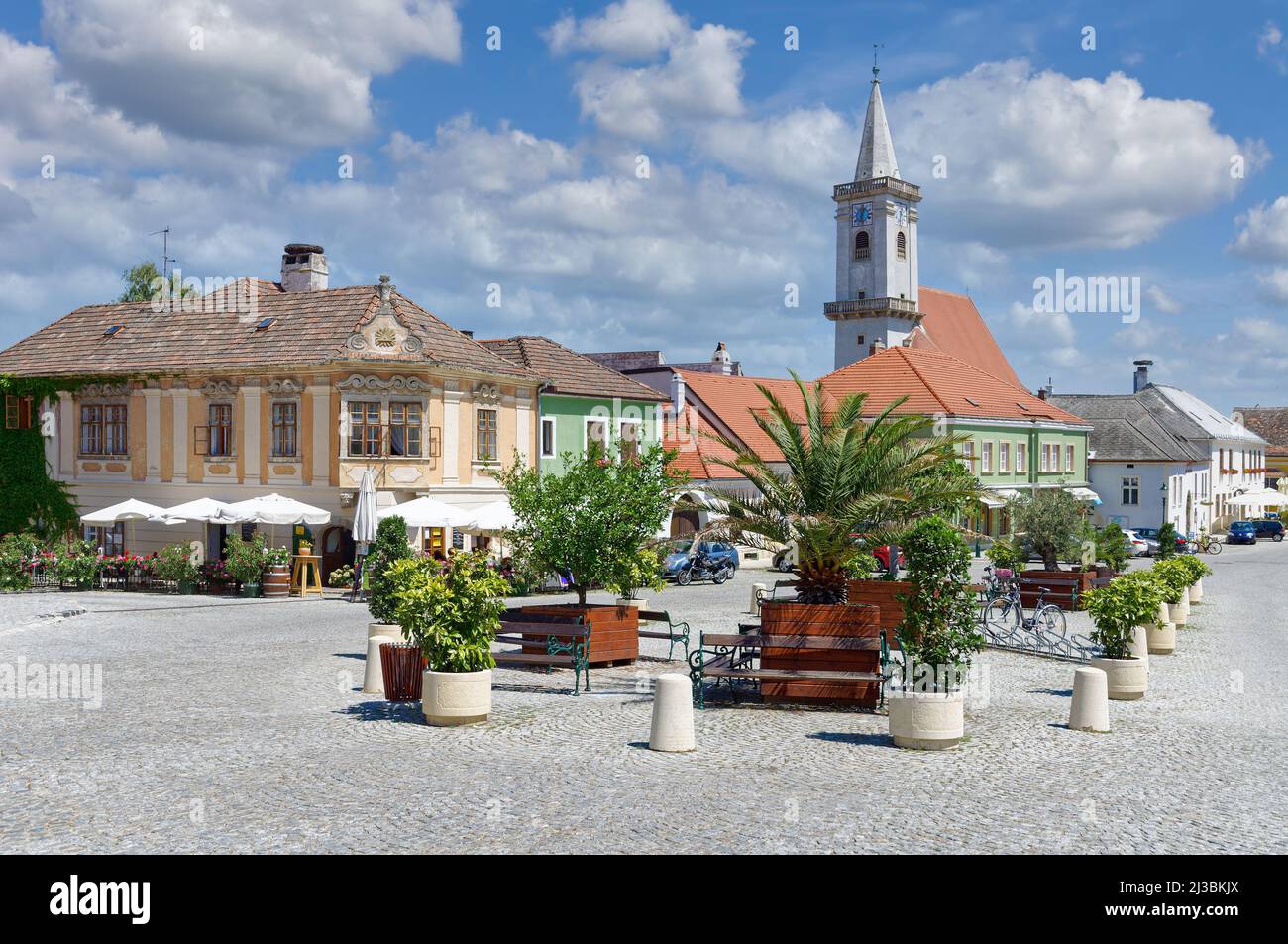 Marktplatz im Dorf Rust am Neusiedler See, Burgenland, Österreich Stockfoto