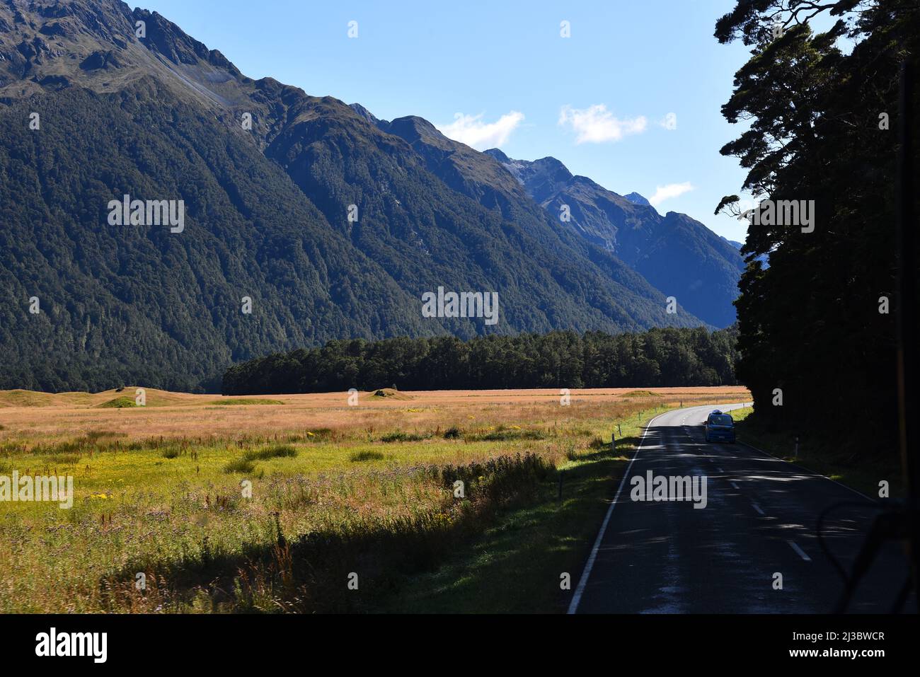 Landschaft auf dem Weg nach milford Sound aus queenstown, Neuseeland Stockfoto