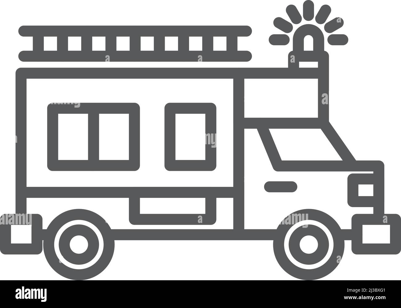 Symbol für die Linie des Löschfahrzeugs. Feuerwehrauto mit Sirene Stock Vektor