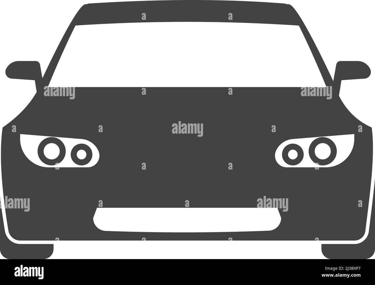 Luxus-Sportwagen Vorderansicht. Schwarzes Auto-Symbol Stock Vektor