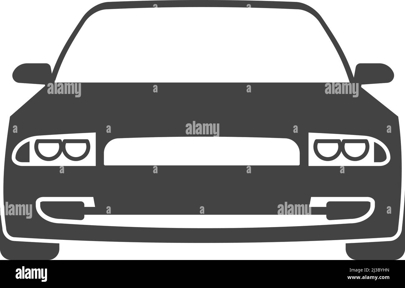 Schwarzes Sedan-Symbol. Vorderansicht des Stadtwagens Stock Vektor