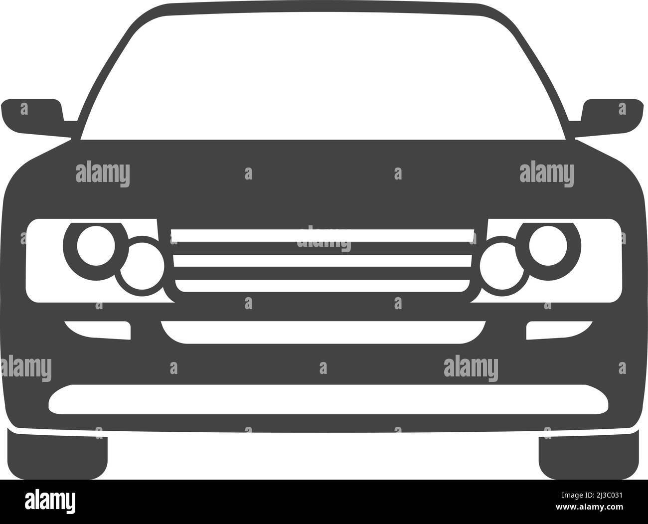 Vorderansicht des Fahrzeugs. Schwarzes Auto-Symbol. Transportsymbol Stock Vektor