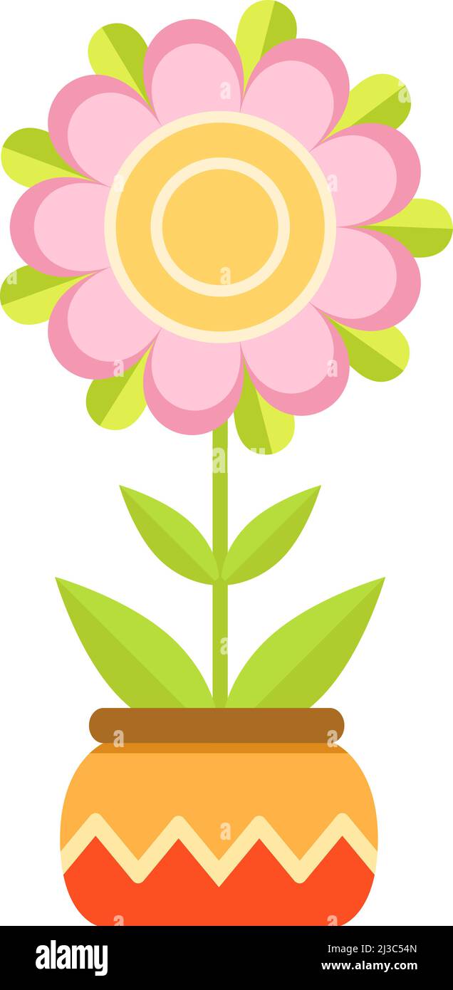 Niedlicher Blumentopf mit Blume. Dekoratives Element für Muster und Ränder Stock Vektor