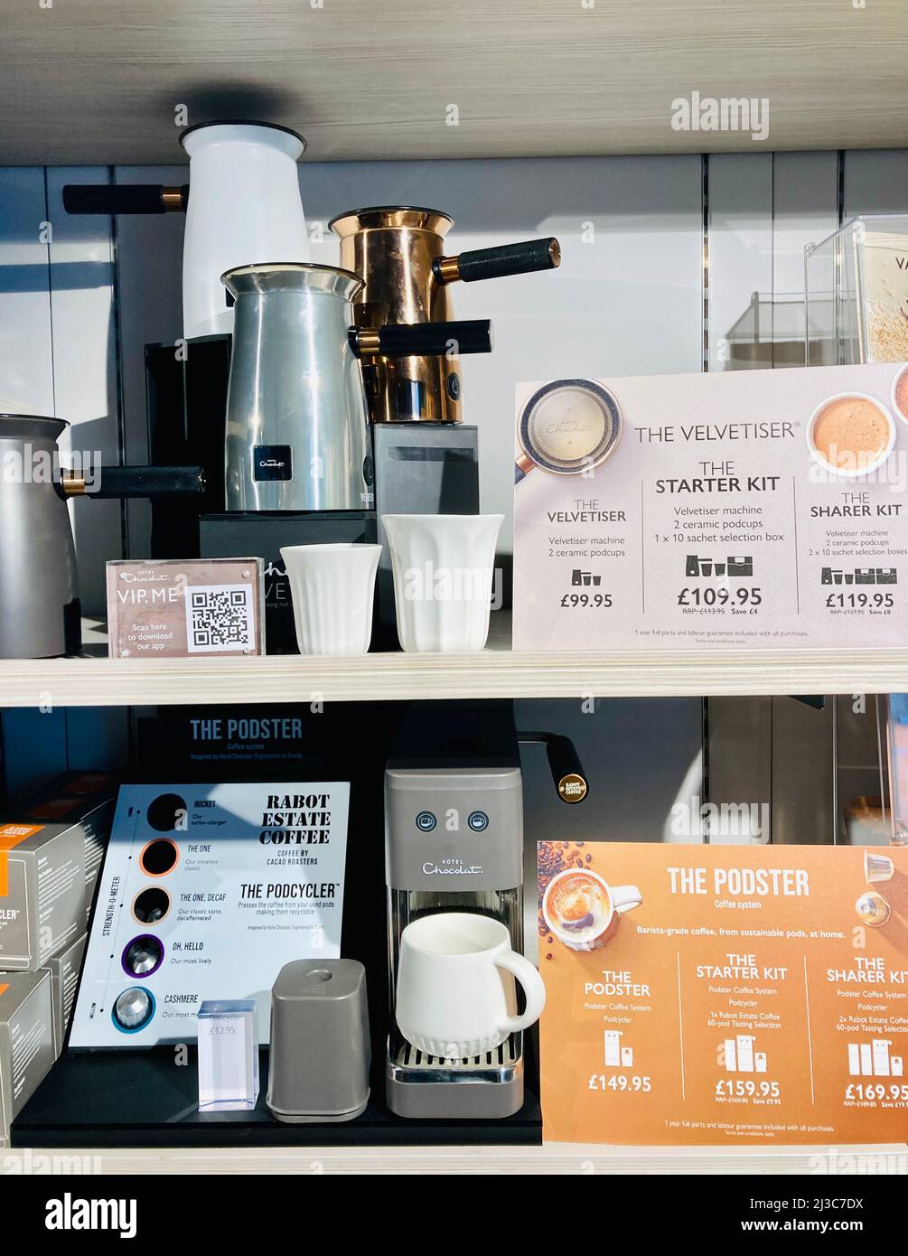 Hotel Chocolat Chocolate Velvetiser Luxus heiße Schokolade Maschine. Stockfoto