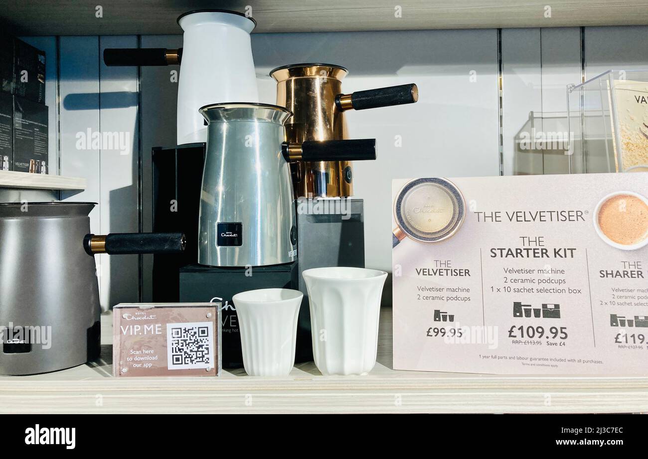 Hotel Chocolat Chocolate Velvetiser Luxus heiße Schokolade Maschine. Stockfoto
