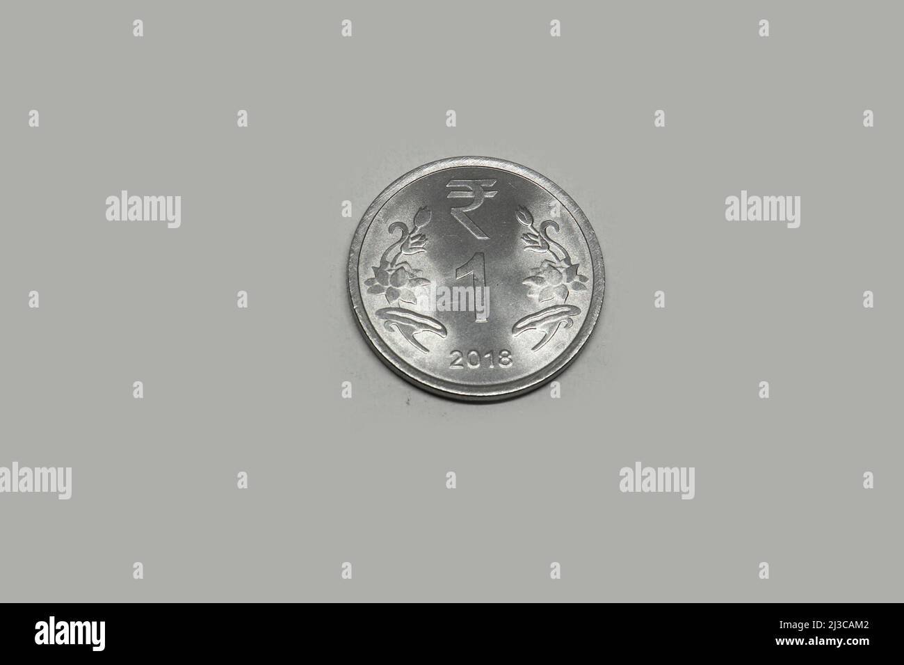 Indische Währung eine Rupie Silbermünze, indische Währung, Geld, eine Rupie-Münze Stockfoto