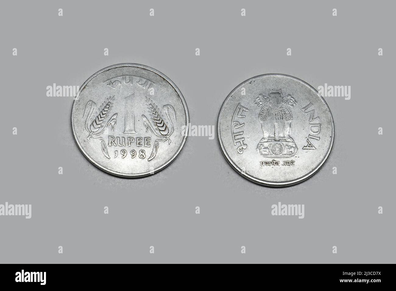 Indische Währung eine Rupie Silbermünze, indische Währung, Geld, eine Rupie-Münze Stockfoto