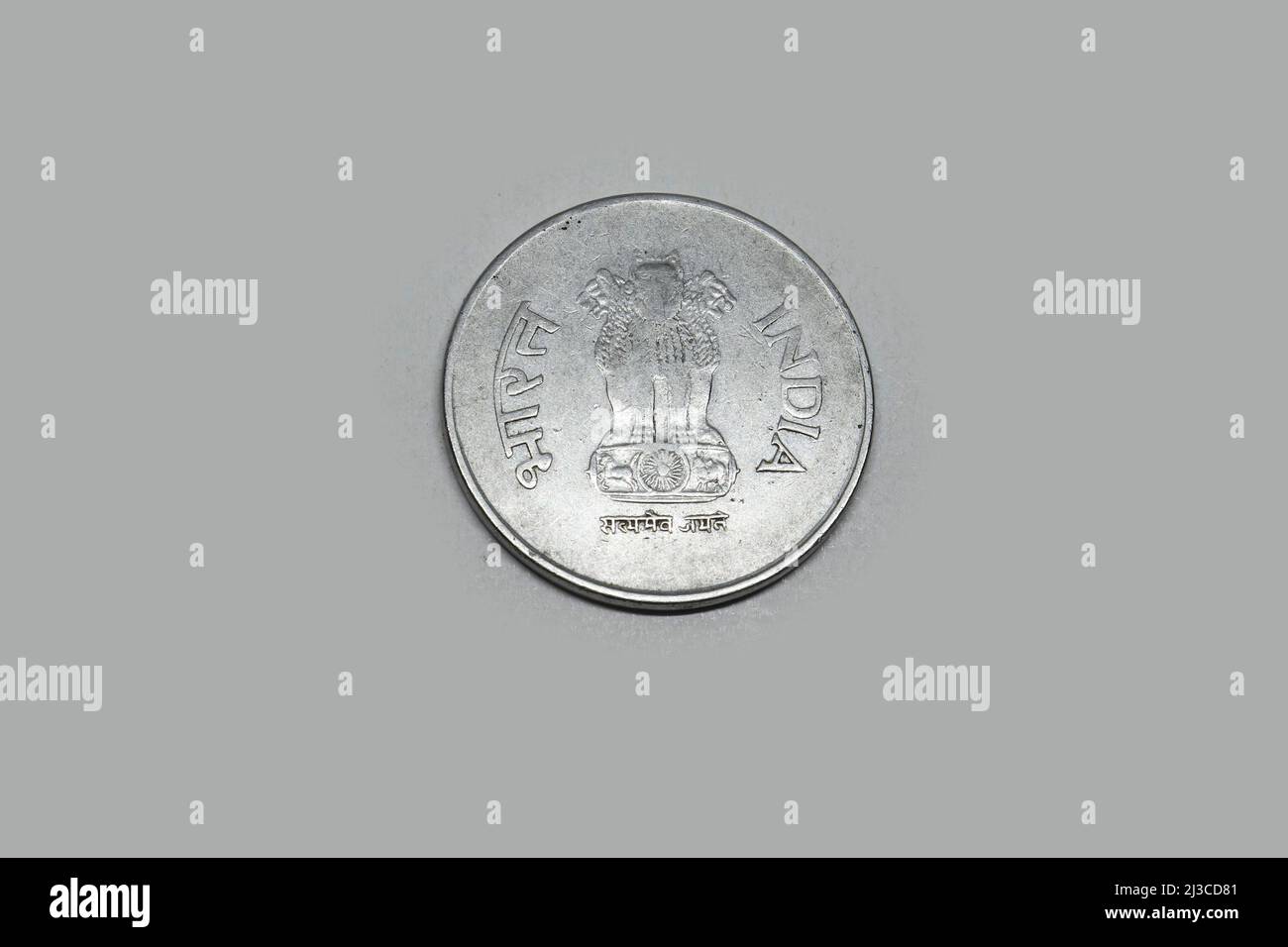 Indische Währung eine Rupie Silbermünze, indische Währung, Geld, eine Rupie-Münze Stockfoto