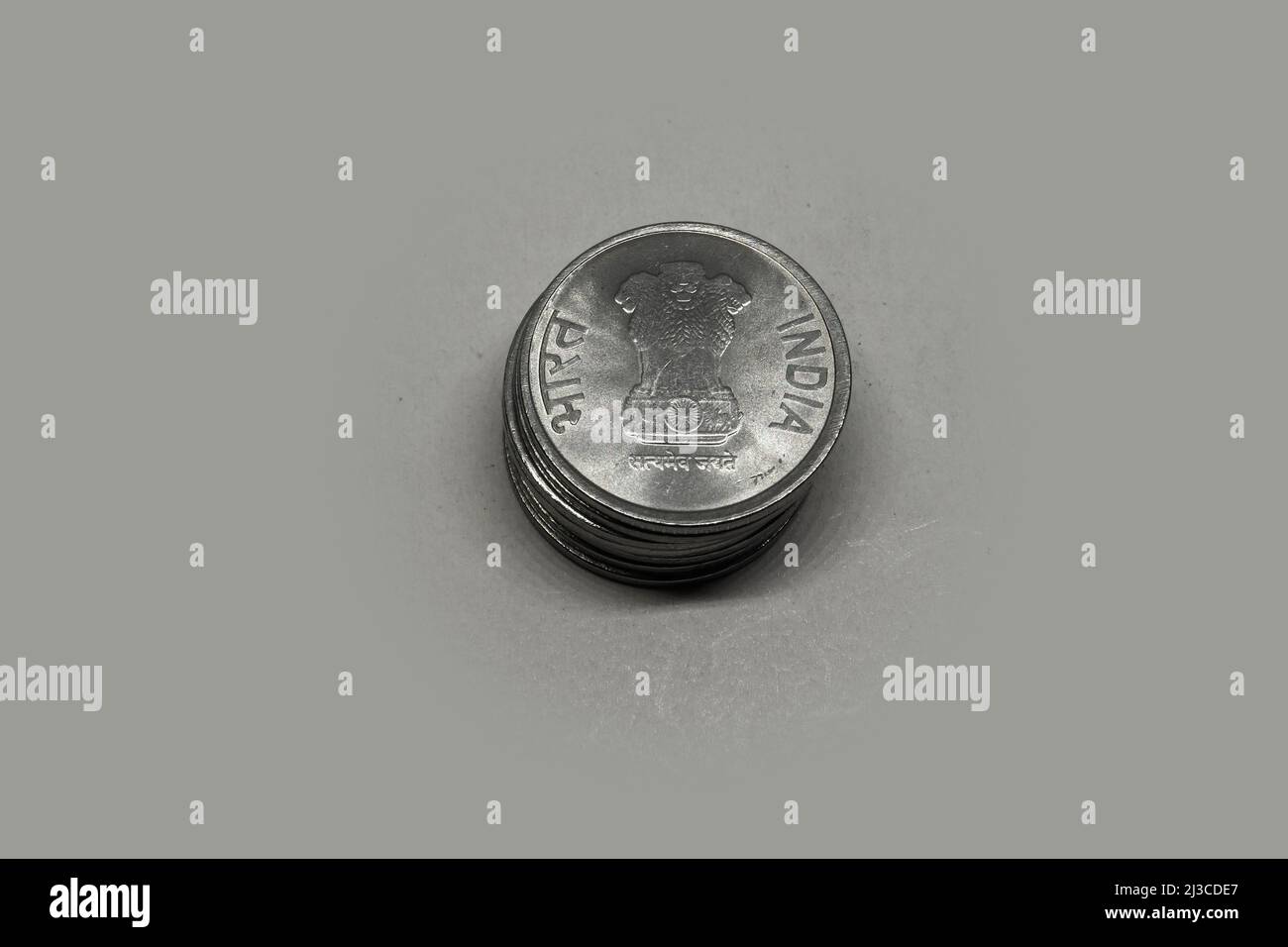 Indische Währung eine Rupie Silbermünze, indische Währung, Geld, eine Rupie-Münze Stockfoto