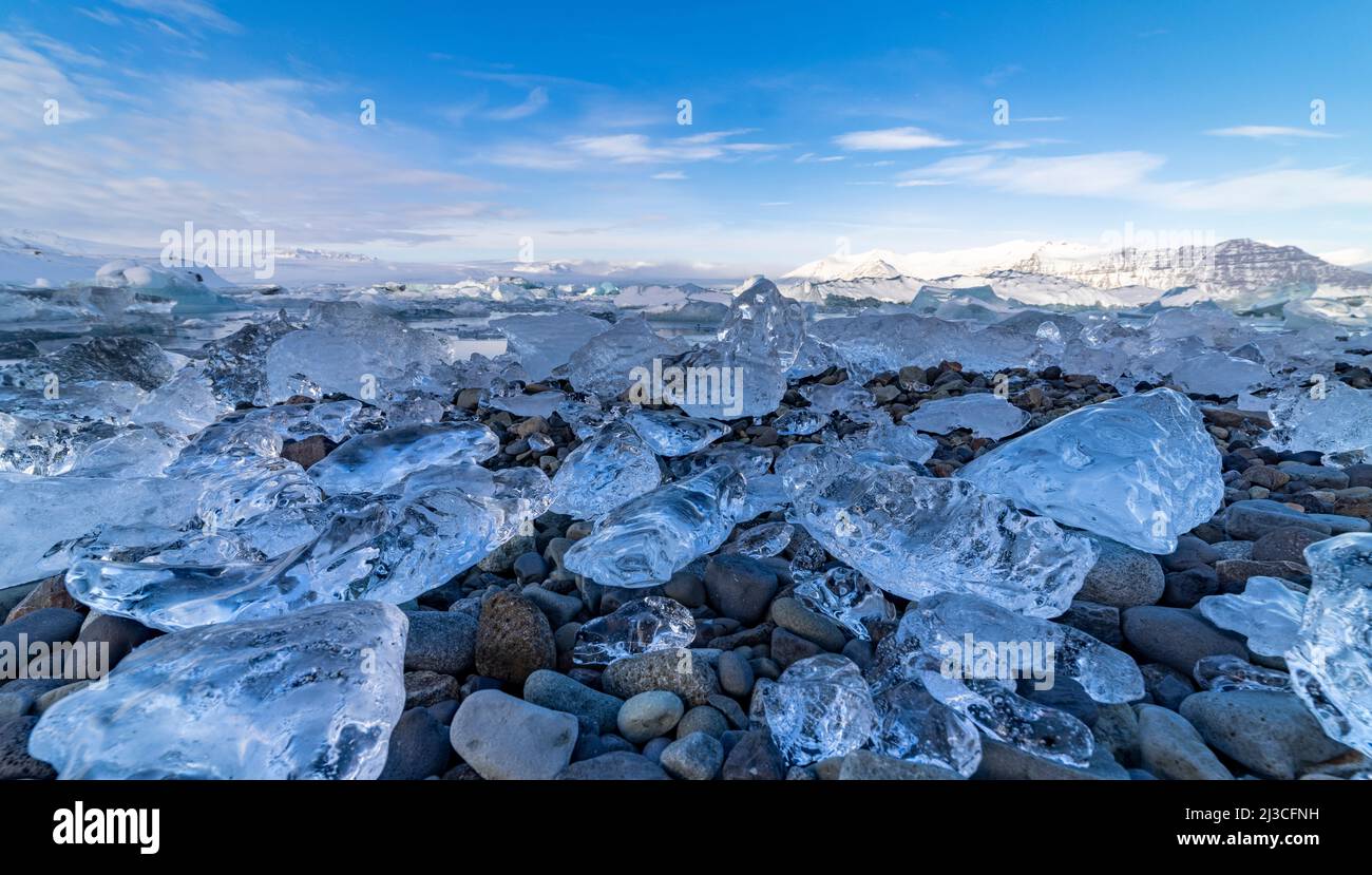 Jokulsarlon-Gletscherlagune, Vatanjokull-Nationalpark, Südostisland Stockfoto