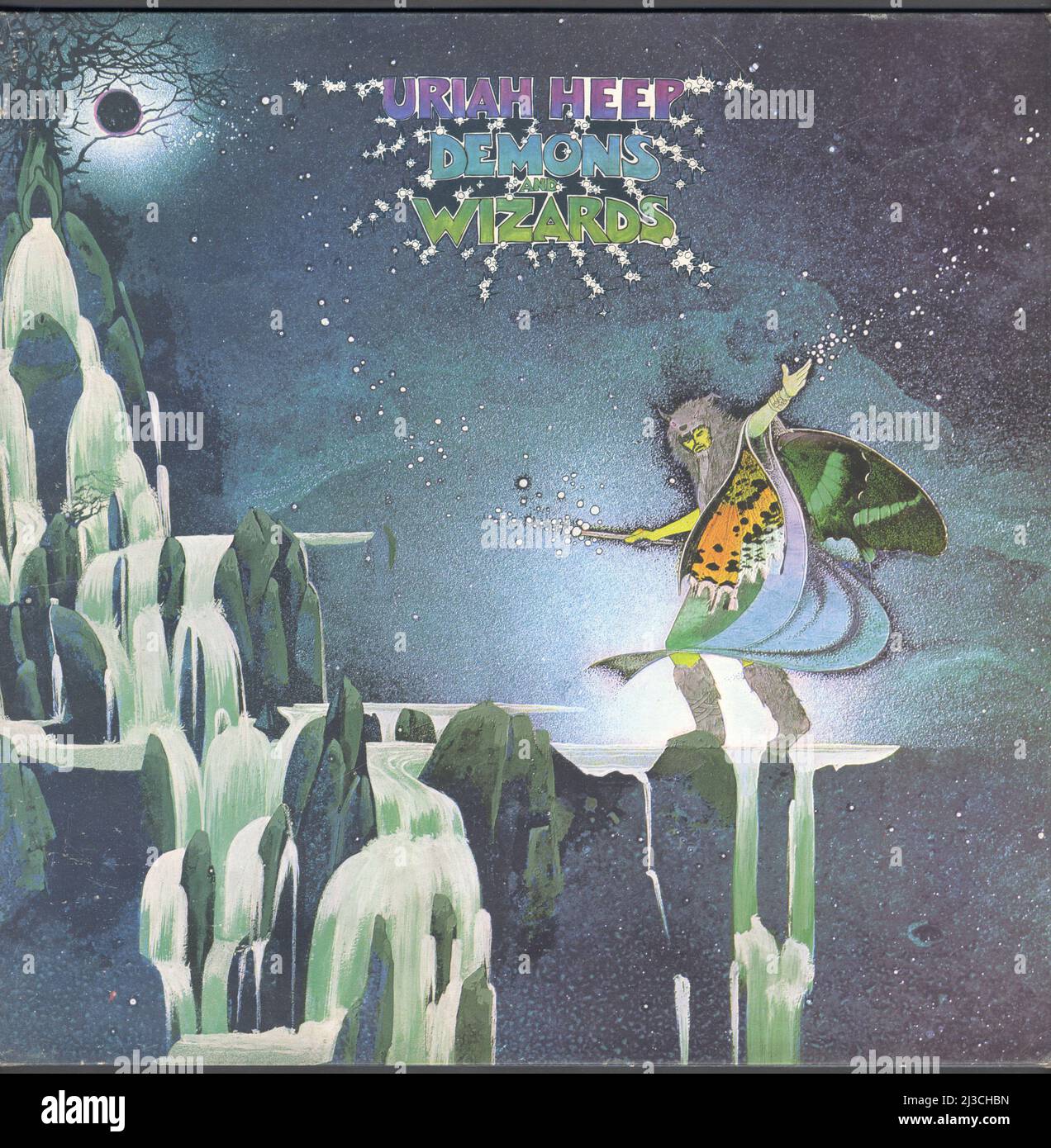 Urian Heep Demons and Wizards Album, Gatefold Sleeve mit Kunst von Roger Dean. Veröffentlicht am 1972. Mai auf Bronze Records. Sie wurde in Großbritannien und den USA unter die Top 20 und enthielt ihre Hit-Single Easy Livin' Stockfoto