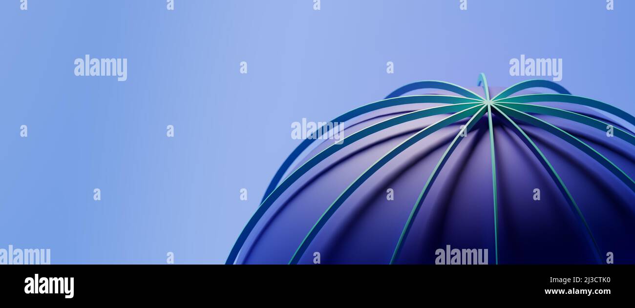 Abstrakter Globus und globales Kommunikationskonzept. Türkisgrüne Ringe um eine blaue Kugel. Stockfoto