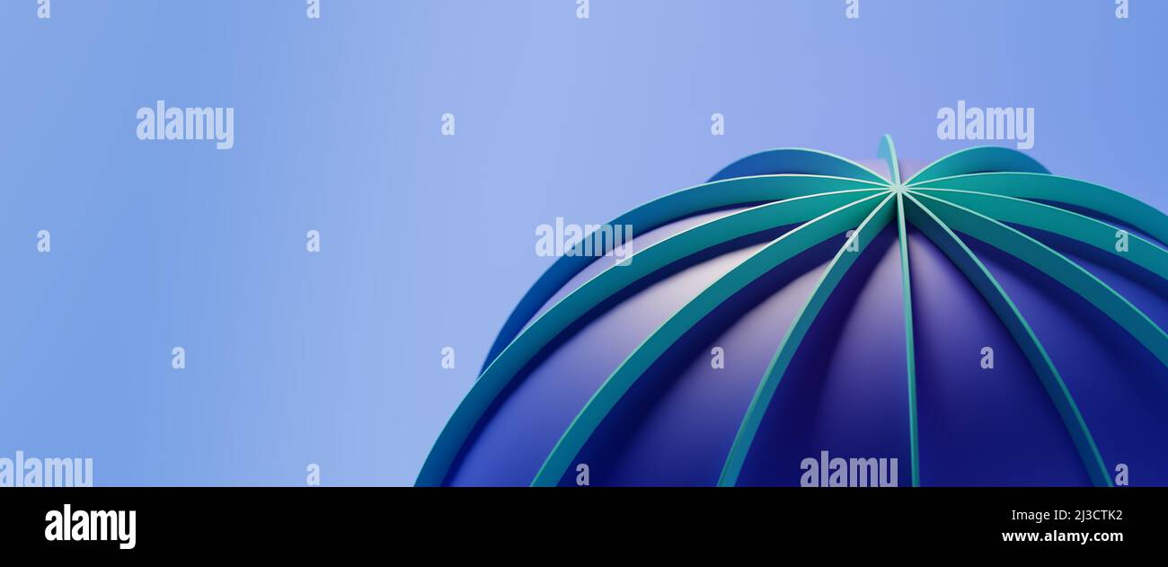 Abstrakter Globus und globales Kommunikationskonzept. Türkisgrüne Ringe um eine blaue Kugel. Stockfoto