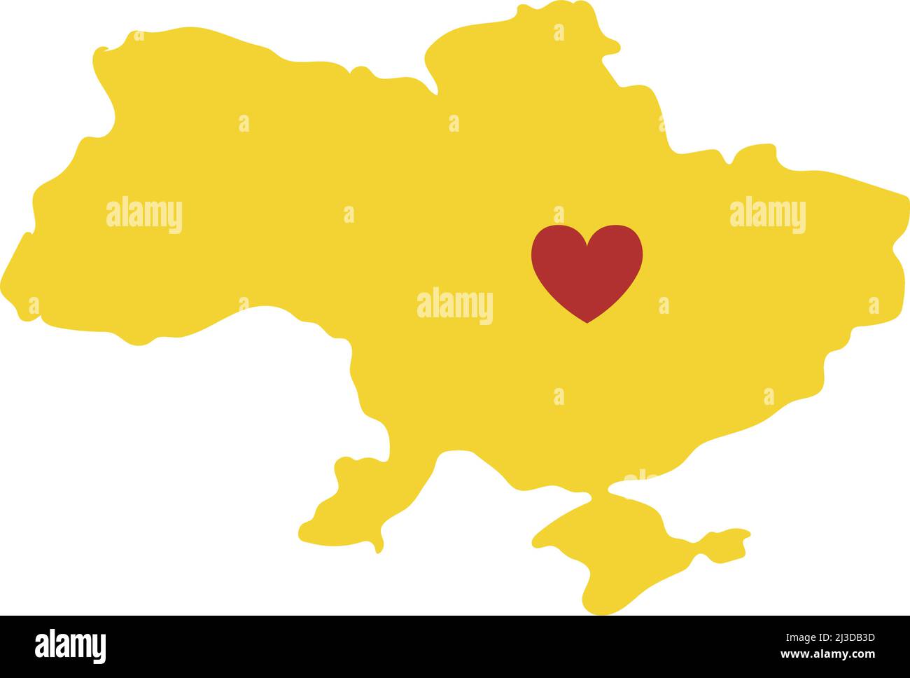 Stop war in Ukraine Konzept Vektor-Illustration. Herz, Liebe zur Ukraine, ukrainische Flagge und Kartendarstellung. Rette die Ukraine vor Russland. Stock Vektor