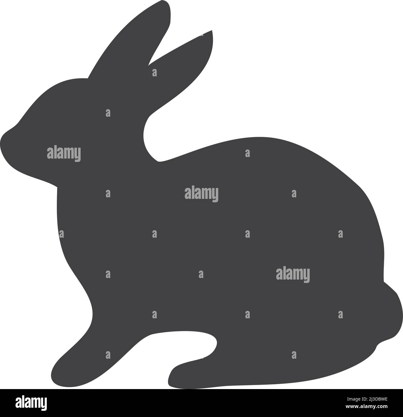 vektordarstellung eines Hasen Silhouette isoliert in weißem Hintergrund. Stock Vektor