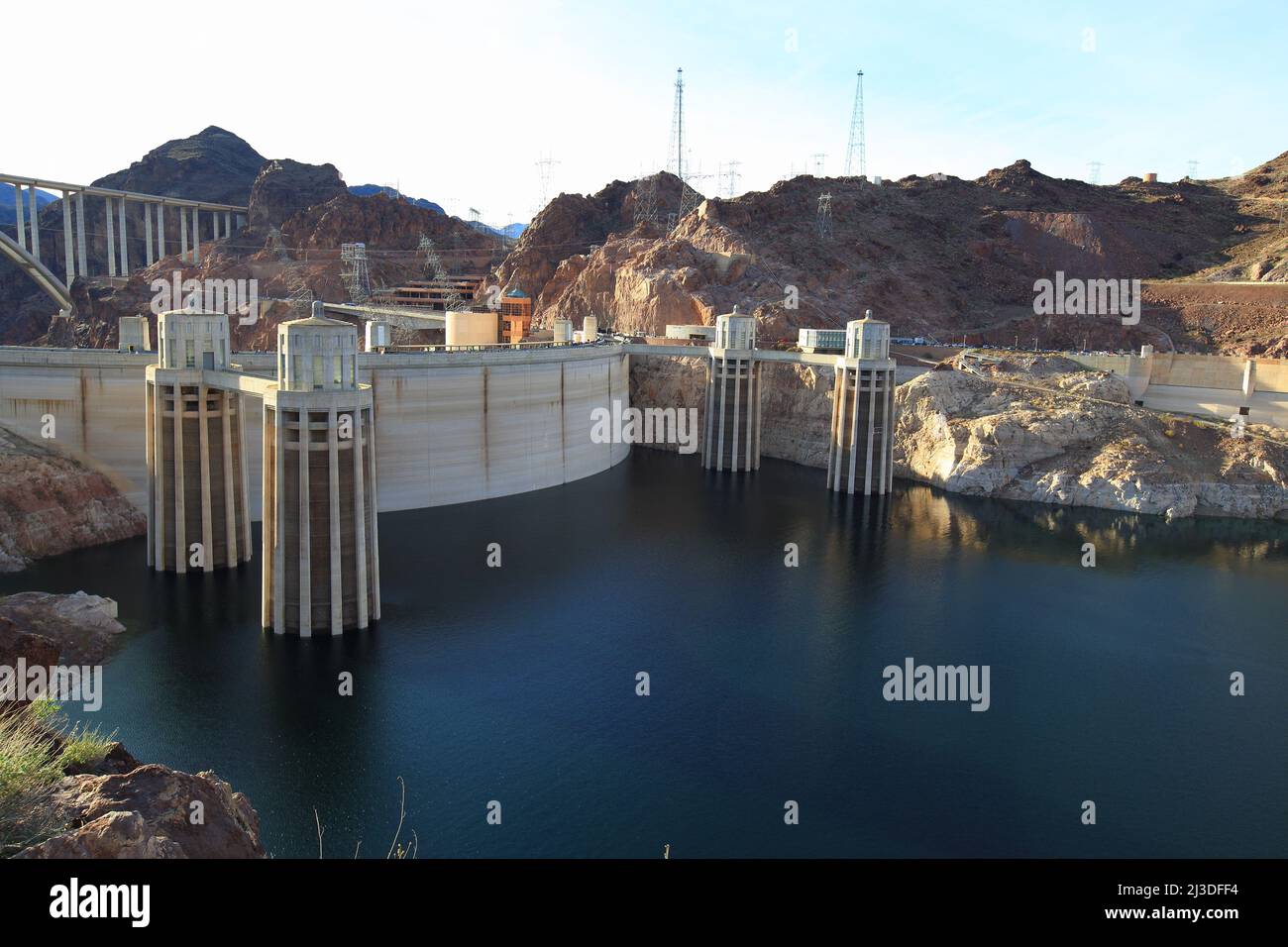 Hoover Dam Intake Towers Stockfoto