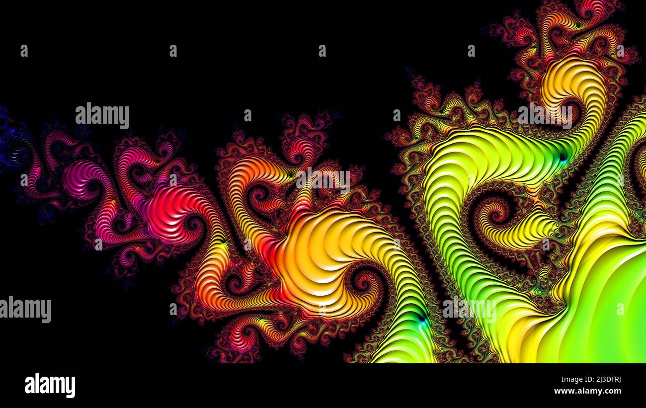 Abstraktes fraktales Hintergrundbild Fee Unendliche Spiralen computergeneriertes Bild. Schöne abstrakte Hintergrund für Tapeten. Fraktale digitale Grafiken für Stockfoto