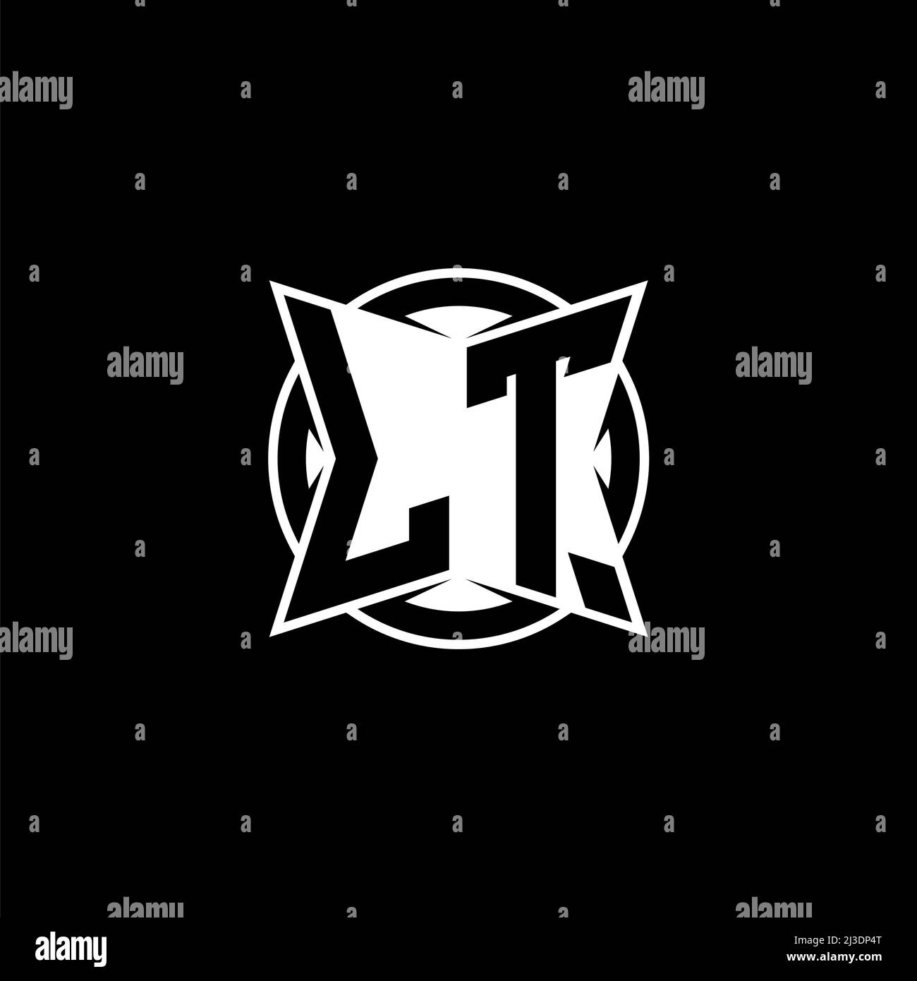 LT Monogram Logo-Buchstabe mit schlichtem, modernem Formdesign. Kreisrundes Monogramm-Logo. Stock Vektor