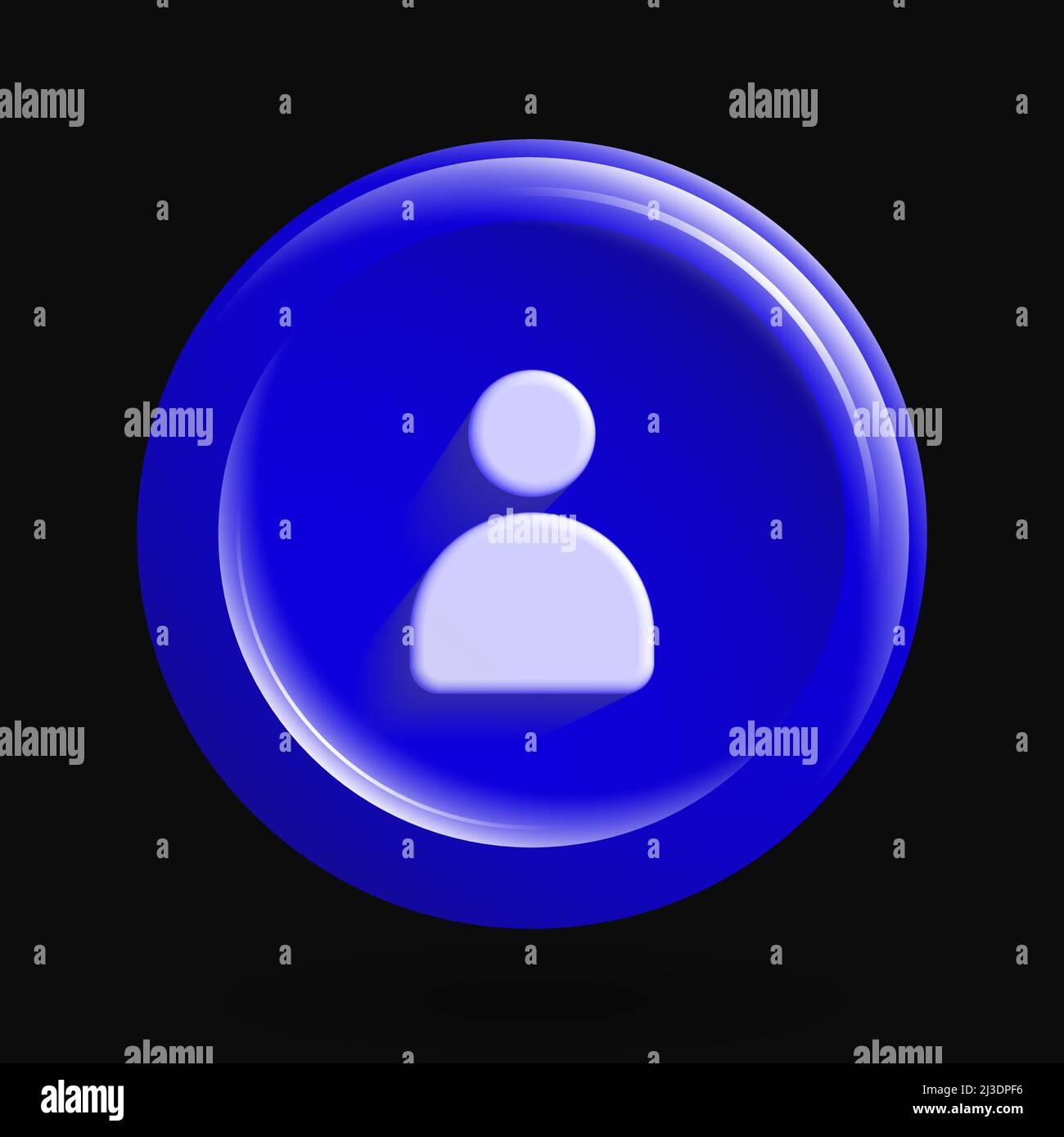 Blaues Personenprofil-Symbol. Runde 3D-UI-Taste. Vektorgrafik Stock Vektor