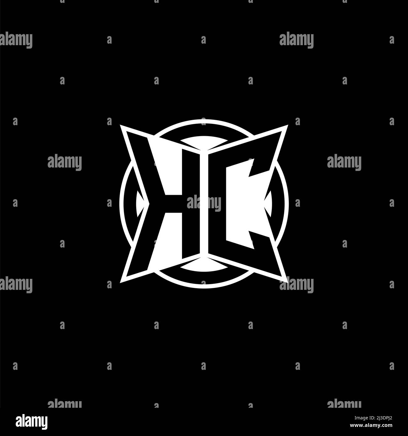 HC Monogram-Logo mit schlichtem, modernen Formdesign. Kreisrundes Monogramm-Logo. Stock Vektor