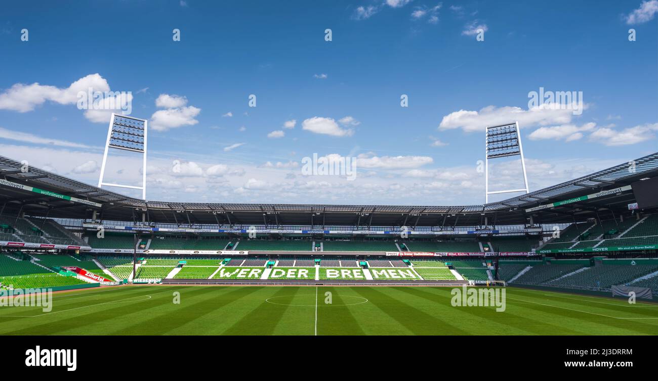 Panoramablick auf das Weserstadion, Heimstadion des Bundesliga-Fußballvereins SV Werder Bremen Stockfoto