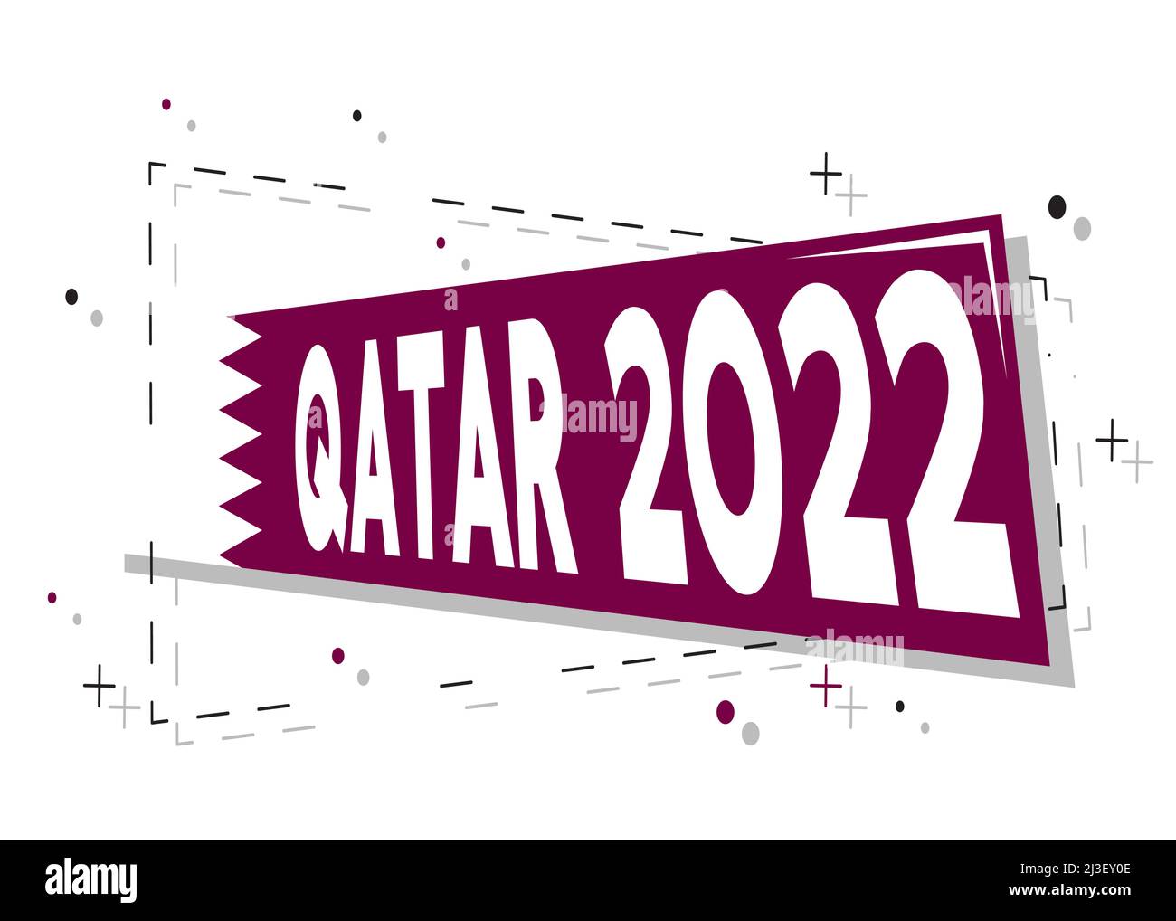 Qatar 2022-Banner. Trendiges, flaches, geometrisches Webbanner. Schlichter, minimalistischer Retro-Style. Stock Vektor