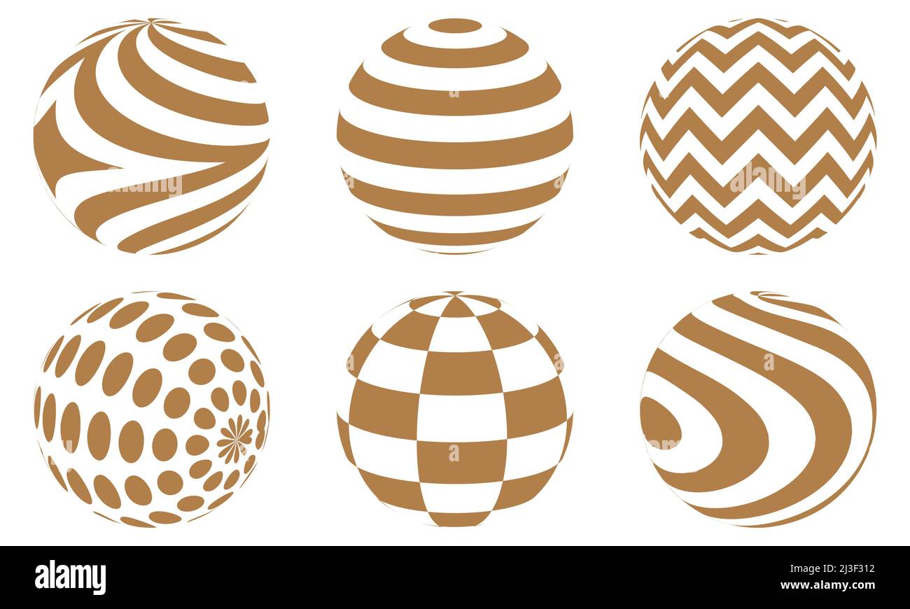 Goldene und weiße Vektorkugel der Linien für die Gestaltung des Logos. Symbole eingestellt Stock Vektor